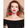 Gejoy Tassel Hoop Earrings Fan-shaped Drop Earrings Dangle Eardrop for Women Girls Party Bohemia Dress Accessory, 3 Pairs