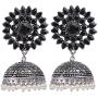 Efulgenz Boho Vintage Antique Ethnic Gypsy Tribal Indian Oxidized Silver Pearl Drop Floral Jhumka Dangle Earrings Jewelry