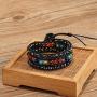 PLTGOOD LuLu 3 Wraps Leather Bead Bracelets for Women Men Girls - Handmade 7 Chakra Adjustable Yoga Healing Bohemian Bracelet