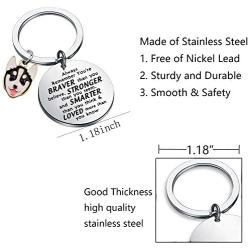 WSNANG Husky Keychain Dog Lover Gifts You are Braver Stronger Smarter Than You Think Keychain Inspirational Dogs Jewelry Husky Lover Gifts