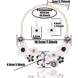 Yuhuan Flower Chunky Statement Necklace Rhinestone Costume Jewelry for Women
