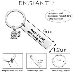 ENSIANTH Slow Down and Enjoy Life Keychain Friend Inspiring Gift Snail Lovers Gift Animal Positive Jewelry