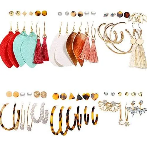 36 Pairs Fashion Earrings Set for Women Teen Girls Assorted Multiple Hoop Stud Earrings Set Bohemian Acrylic Tassel Teardrop Dangle Earrings for Birthday Party Gifts 36 Pairs Fashion Earrings Set for Women Teen Girls Assorted Multiple Hoop Stud Earrings Set Bohemian Acrylic Tassel Teardrop Dangle Earrings for Birthday Party Gifts