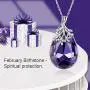 YALONG Birthstone Necklace for Women Austrian Crystal Teardrop Pendant Olive Leaf Dove 14K White Gold Plated Dainty Silver Chain Choker Jewelry Gift Girl
