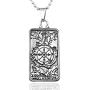 4ZOM Silver Stainless Steel X Wheel of Fortune Tarot Card Pendant Necklace