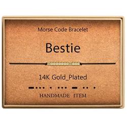 Morse Code Bracelet 14k Gold Plated Beads on Silk Cord Secret Message Bestie Bracelet Gift Jewelry for Her