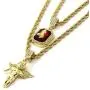 Jewel Town Mens Gold Angel & P Ruby Bundle Set Cz Pendant Hip Hop 24'' & 30'' Rope Chain D463