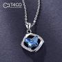 T400 925 Sterling Silver Blue Butterfly Crystal Pendant Necklace Dangling Stud Earrings Jewelry Set Birthday Gift for Women Girls