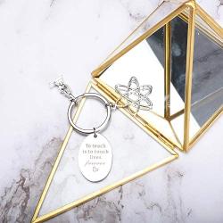 Science Teacher Gift To Teach Is To Touch Lives Forever Keychain Chemistry Science Jewelry Atom Microscope Keychain