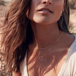 Fettero Women Moon Necklace Hammered Coin Full Karma Circle New Crescent Moon Phase Pendant Dainty Chain Minimalist Simple Boho Jewelry Mothers Gift