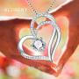 Klurent Silver Love Heart Pendant Necklace for Women 5A Cubic Zirconia 14K White Gold Plated Silver Double Heart Necklaces Gift for Women Girlfriend Wife on Christmas