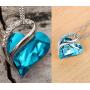 Leafael Infinity Love Crystal Heart Bundle Jewelry Set Light Turquoise Aqua Blue December Birthstone, Silver-tone
