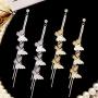 Nanafast Butterfly Long Dangle Earrings for Women & Girl Crystal Alloy Butterfly Tassel Piercing Earrings Jewelry Gift