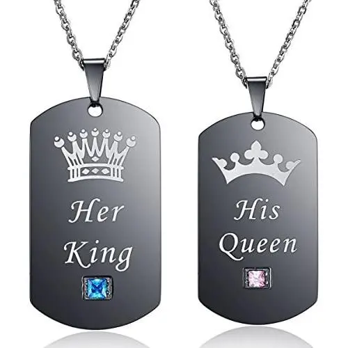Thintom Couples Necklaces His & Hers Matching Set Titanium Stainless Steel Couple Pendant Necklace in a Gift Box Thintom Couples Necklaces His & Hers Matching Set Titanium Stainless Steel Couple Pendant Necklace in a Gift Box