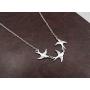 Flying Three Little Bird Necklaces.Cute Swallow Sparrow Necklace, Dove Hummingbird Animal Pendant Necklace for Women Girls Jewelry