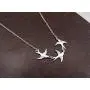 Flying Three Little Bird Necklaces.Cute Swallow Sparrow Necklace, Dove Hummingbird Animal Pendant Necklace for Women Girls Jewelry