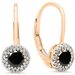 Dazzlingrock Collection 10K Ladies Halo Style Dangling Drop Earrings, Rose Gold