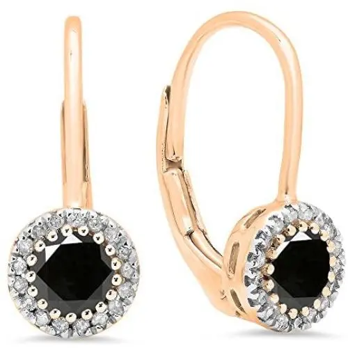Dazzlingrock Collection 10K Ladies Halo Style Dangling Drop Earrings, Rose Gold