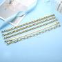 YADOCA 5 Pcs 14K Gold Plated Link Chain Bracelets Set for Men Women Paperclip Cuban Box Figaro Herringbone Chain Bracelets Jewelry Gift