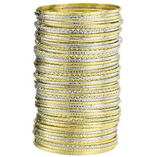 Ensoul Flower Mixed Metal Aztec Multi Bangle Set of 50