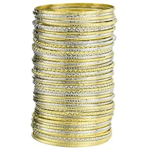 Ensoul Flower Mixed Metal Aztec Multi Bangle Set of 50 Ensoul Flower Mixed Metal Aztec Multi Bangle Set of 50