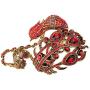YACQ Womens Hinged Big Peacock Bracelet Slave Stretch Ring Set - Fit Wrist Size 6-1/2 to 7-1/2 Inch & Finger 7 to 9 - Lead Nickle Free - Halloween Costome Outfit