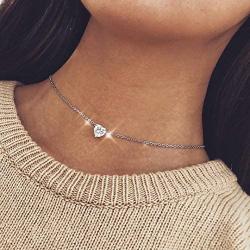 BERYUAN Women Simple Choker Heart Choker Pendant Necklace Trendy Necklace Bridal Necklace Teen Necklace Jewelry for Women and Girls (GOLD)