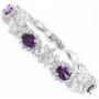 RIZILIA BLOSSOM Tennis Bracelet & Oval Cut CZ [4 Colors available] in White Gold Plated, 7''