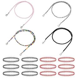 BodyJ4You 16PC Chain Lanyard Face Mask Choker Stretch Necklace Set Ear Holder Strap Women Teen Kids