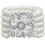 Zking Art Deco Bracelet Gatsby 5 Rows Fashion Faux Pearl Elastic Bangle 20s Flapper Accessories Jewelry