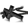 Jstyle Stainless Steel Black Cross Pendant Necklace for Men Lords Prayer Necklace Heavy Wheat Chain 22 24 30 Inch