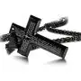 Jstyle Stainless Steel Black Cross Pendant Necklace for Men Lords Prayer Necklace Heavy Wheat Chain 22 24 30 Inch