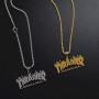 Thrasher Magazine Flame Pendant Necklace Men Hip-Hop Rock Titanium Stainless Steel Gold Chain Necklace Fashion Man Jewelry,Gold