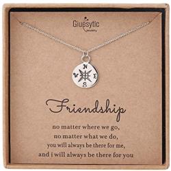 Best Friend Necklaces Sterling Silver Compass Necklace BFF Gifts for Friends Friendship Gifts for Bridesmaids Birthday Gifts for Teen Girls Women Christmas Gifts for Friends