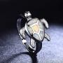 Health and Longevity Sea Turtle Jewelry Rings Created White Opal Sea Turtle Birthstone Sterling Silver Ring