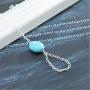Olbye Silver Finger Ring Bracelet Turquoise Bracelet Charm Hand Chain Bracelet Everyday Jewelry for Women and Teen Girls