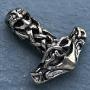 Celtic Mjolnir Norse Viking Jewelry Mjölnir Knight Thors Hammer Thor Odin Asgard Asatru Protection Amulet Unisex Boys Mens Pewter Polished Pendant Necklace for men w Silver Ball Chain