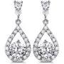 GULICX Silver Plated Base Round Cut Flawless CZ Cubic Zirconia Crystal White Women Drop Earrings