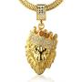 Halukakah ● Kings Landing ● Gold Chain for Men 18k Real Gold Plated Iced Out Crown Lion Pendant Necklace,Full Cz Lab Diamonds Prong Set,with Sharktail Chain 30''/Tennis Chain 20'',Free Giftbox
