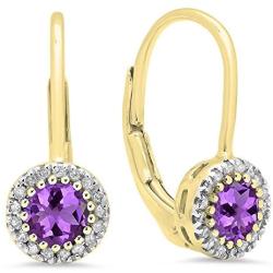 Dazzlingrock Collection 10K Ladies Halo Style Dangling Drop Earrings, Yellow Gold