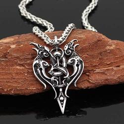 GuoShuang Men 316L Stainless Steel Viking Odins Raven Amulet in Thors Pendant Necklace