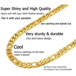 PROSTEEL 316L Stainless Steel Figaro Chain Necklace for Men/Women, Black/18K Real Gold Plated, 4mm to 13mm, 14inch to 30inch, Come Gift Box