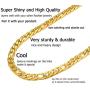 PROSTEEL 316L Stainless Steel Figaro Chain Necklace for Men/Women, Black/18K Real Gold Plated, 4mm to 13mm, 14inch to 30inch, Come Gift Box