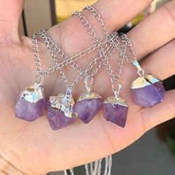 Amethyst Gemstone Necklace 18 inch Free Form Healing Crystals Chakra Stone Jewelry Women Girls Birthday Mothers Gifts