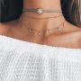Kakaco Boho Star Pendant Necklaces Layered Sun Choker Necklace Beaded Gold Chain Jewelry for Women and Girls