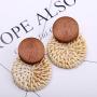 TenFit 3 Pairs Rattan Earrings For Women Girl Vacation Handmade Straw Wicker Braid Drop Dangle Earrings Lightweight Circle Statement Earrings
