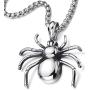 COOLSTEELANDBEYOND Stainless Steel Spider Pendant Necklace for Men for Polished with 30 Inches Wheat Chain