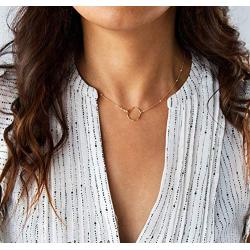 ROSTIVO Simple Choker Necklace for Women Dainty Circle Necklace Choker for Girls (Gold)