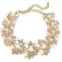 EVER FAITH Austrian Crystal Ivory Color Simulated Pearl Bridal Leaf Link Bracelet Clear