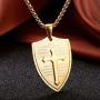 Finrezio Cross Necklace for Men Shield Armor of God Ephesians 6:16-17,Stainless Steel Faith Pendant Necklace Christian Jewelry